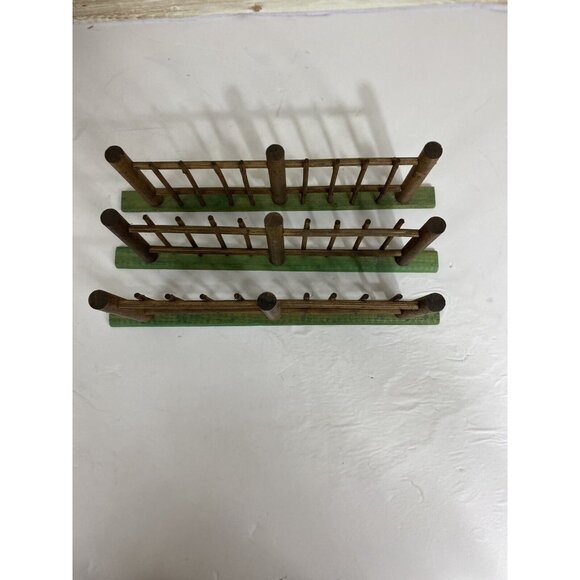 Set Of 3 Pieces Miniature Wood Fence Corral Christmas Village Dollhouse Vtg 1991 - Picture 5 of 11